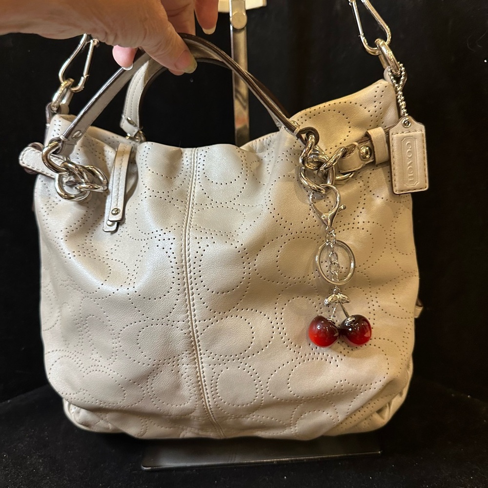 Coach BROOK HOBO Light Gray Pebbled Leather Shoulder Bag/satchel Gorgeous - Picture 12 of 14